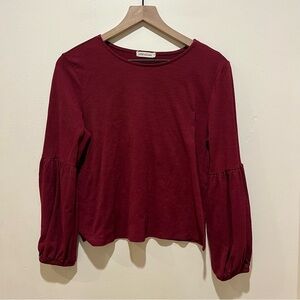 Pebble and Stone Dark Wine Red Long Bell Sleeve Shirt Top - Women’s Size Small